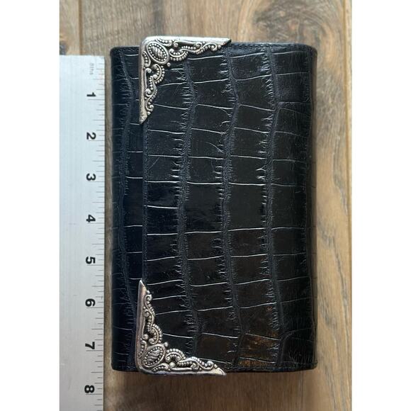 Brighton Black Crocodile embossed Wallet Clutch Vintage - Picture 2 of 13